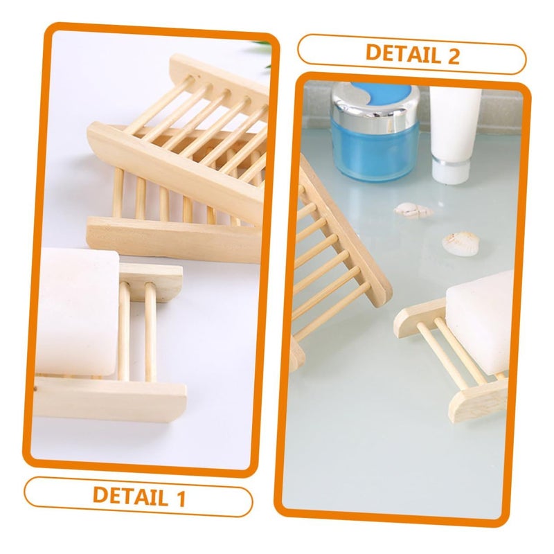 Bamboo Wooden Soap Dish Set Of 10 Self Draining Soap Holder For Bathroom Sink - Image 4