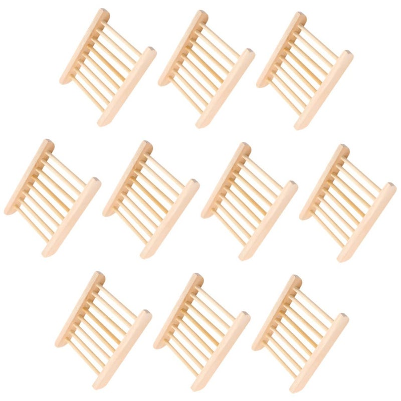 Bamboo Wooden Soap Dish Set Of 10 Self Draining Soap Holder For Bathroom Sink - Image 2