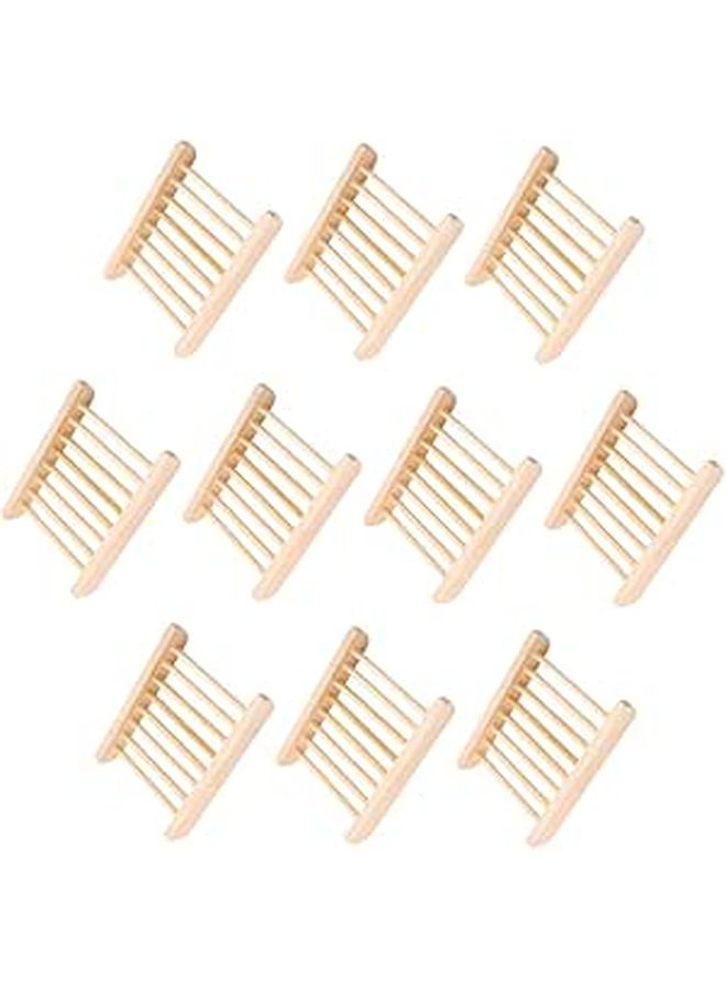 Bamboo Wooden Soap Dish Set Of 10 Self Draining Soap Holder For Bathroom Sink - Image 1