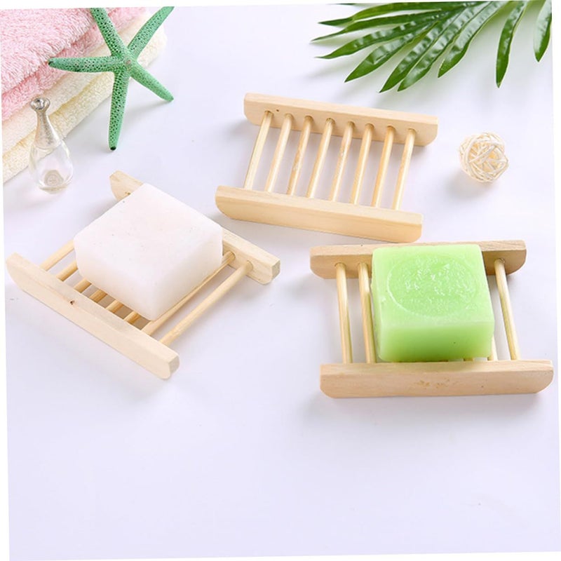 Bamboo Wooden Soap Dish Set Of 10 Self Draining Soap Holder For Bathroom Sink - Image 5