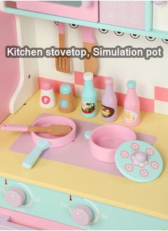 JSAITOYS Kids Wood Refrigerator Kitchen Toy With Accessories Wooden Pretend Play  - Image 3