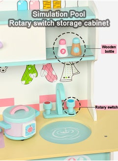 JSAITOYS Kids Wood Refrigerator Kitchen Toy With Accessories Wooden Pretend Play  - Image 4