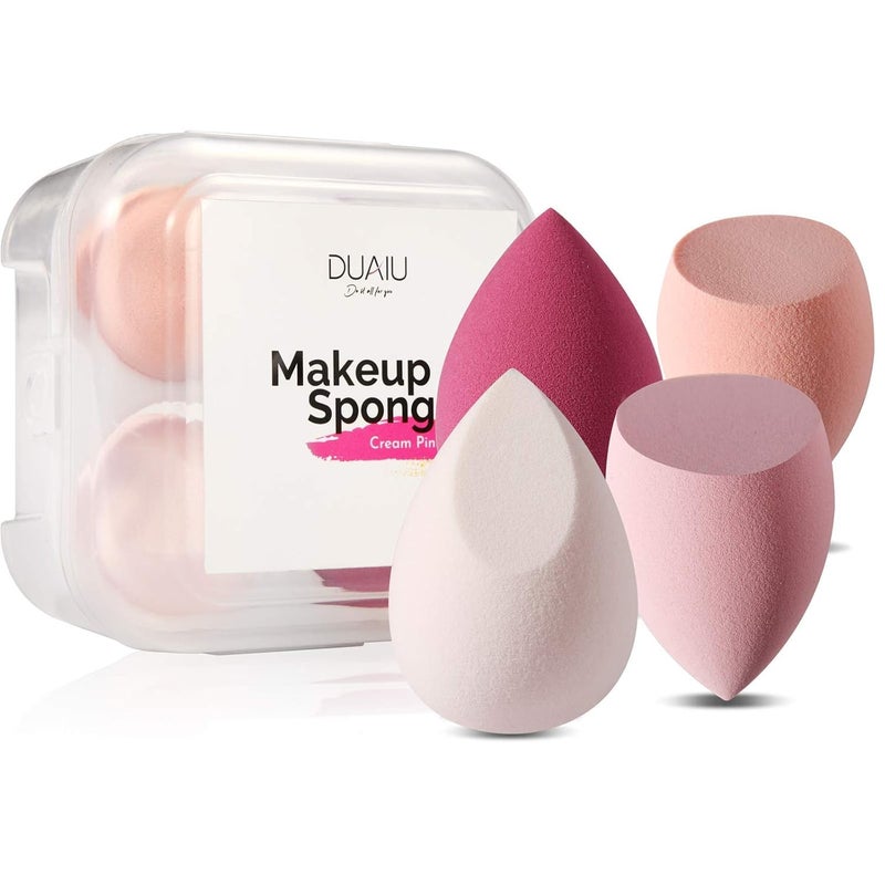 DUAIU 4 Pcs Makeup Sponge Set Beauty Sponge Foundation Blending Sponge, Flawless for Liquid, Cream, and Powder, Multi-colored Makeup Sponges with Storage Box - Image 1