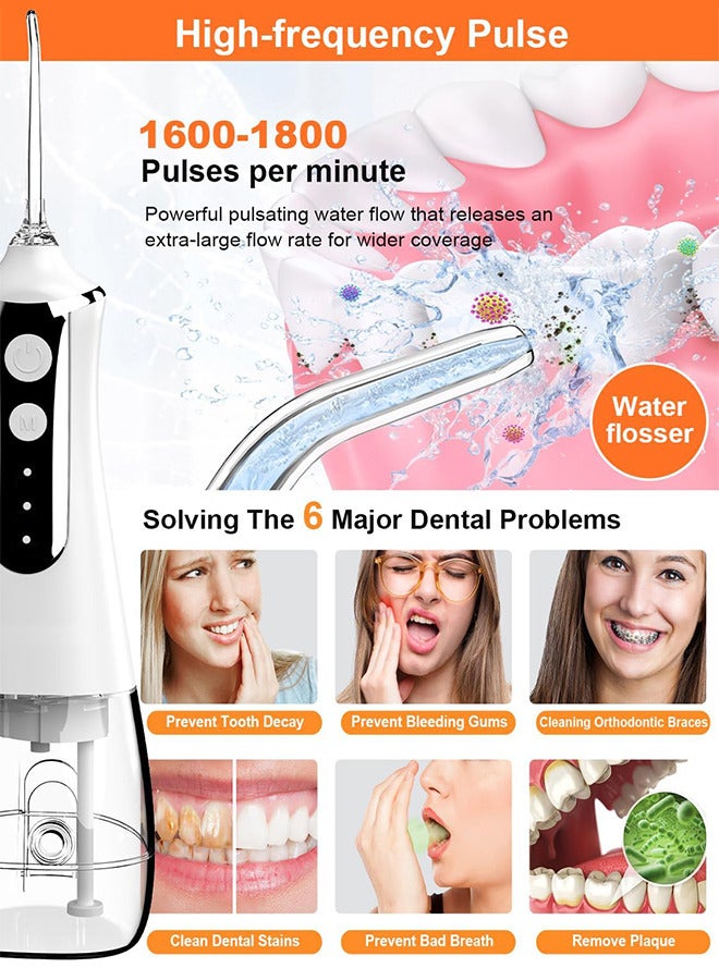 Generic Water Dental Flosser Teeth Pick, Portable Cordless Oral Irrigator ，300ML，With 12 Pack Teeth Cleaning Tools, Rechargeable Travel Irrigation Cleaner IPX6 Waterproof Electric Flossing Machine for Teeth Cleaning ,White  - Image 4