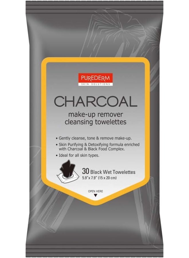 Purederm Charcoal Make-Up Remover Cleansing Towelettes - Image 1