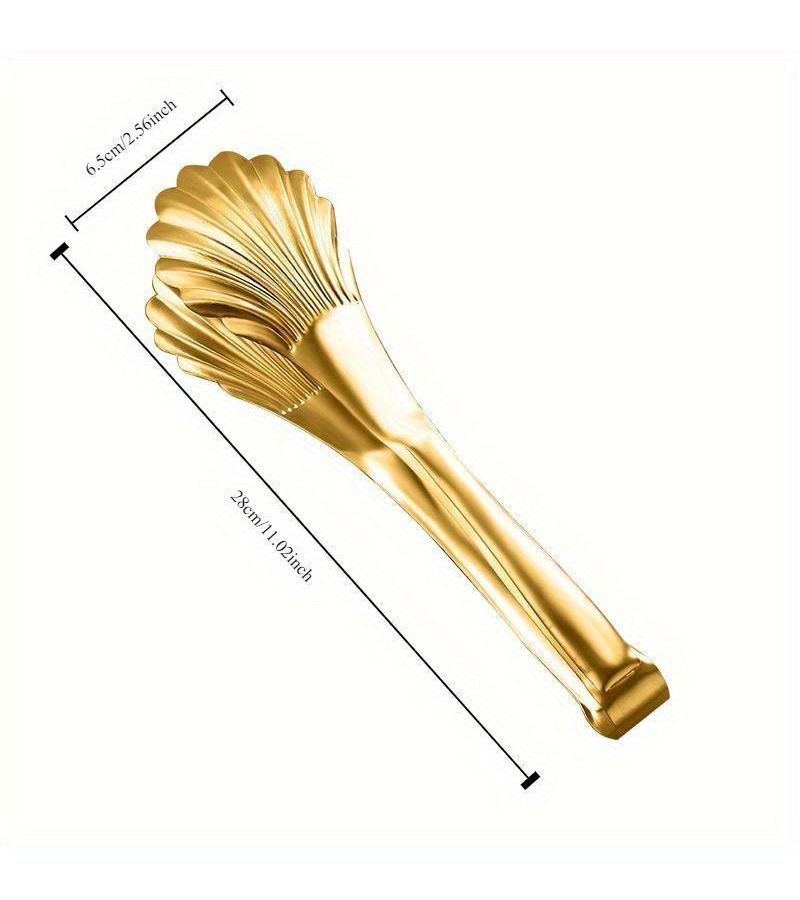 1 Shell Shaped Stainless Steel Food Clip Bread Clip Golden - Image 2