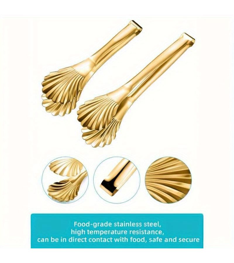 1 Shell Shaped Stainless Steel Food Clip Bread Clip Golden - Image 4