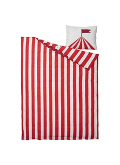erorex Duvet cover and pillowcase, circus pattern red/white, 150x200/50x80 cm  - Image 3