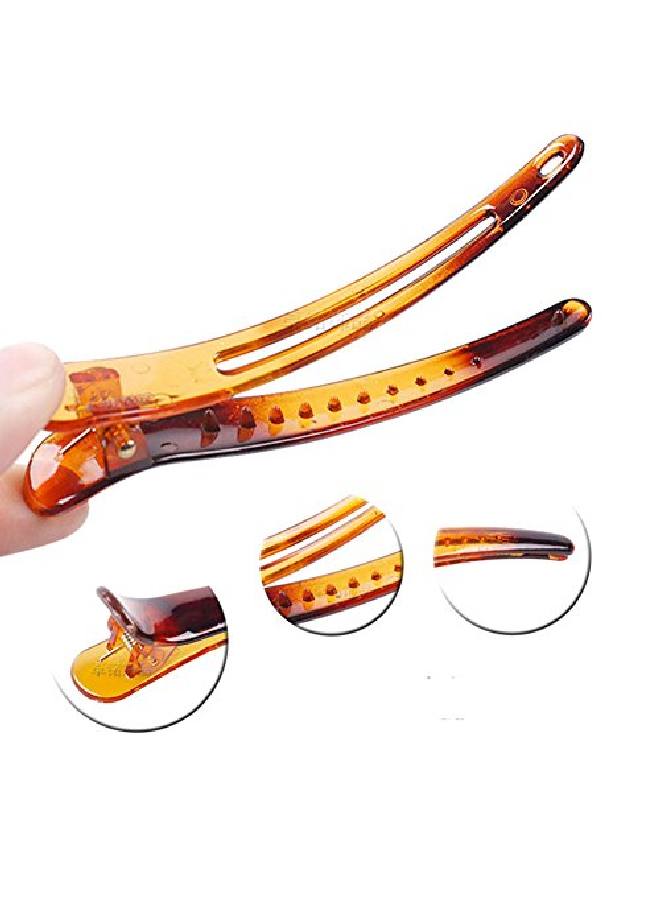 Suoirblss 12Pcs Brown Plastic Metal Alligator Bows Hair Clips Professional Hairdressing Salon Hair Barrettes Duck Bill Teeth Hair Clips Non Slip Band Clips (4.9Cm) - Image 4