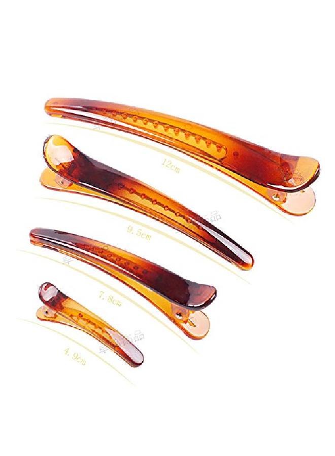 Suoirblss 12Pcs Brown Plastic Metal Alligator Bows Hair Clips Professional Hairdressing Salon Hair Barrettes Duck Bill Teeth Hair Clips Non Slip Band Clips (4.9Cm) - Image 3
