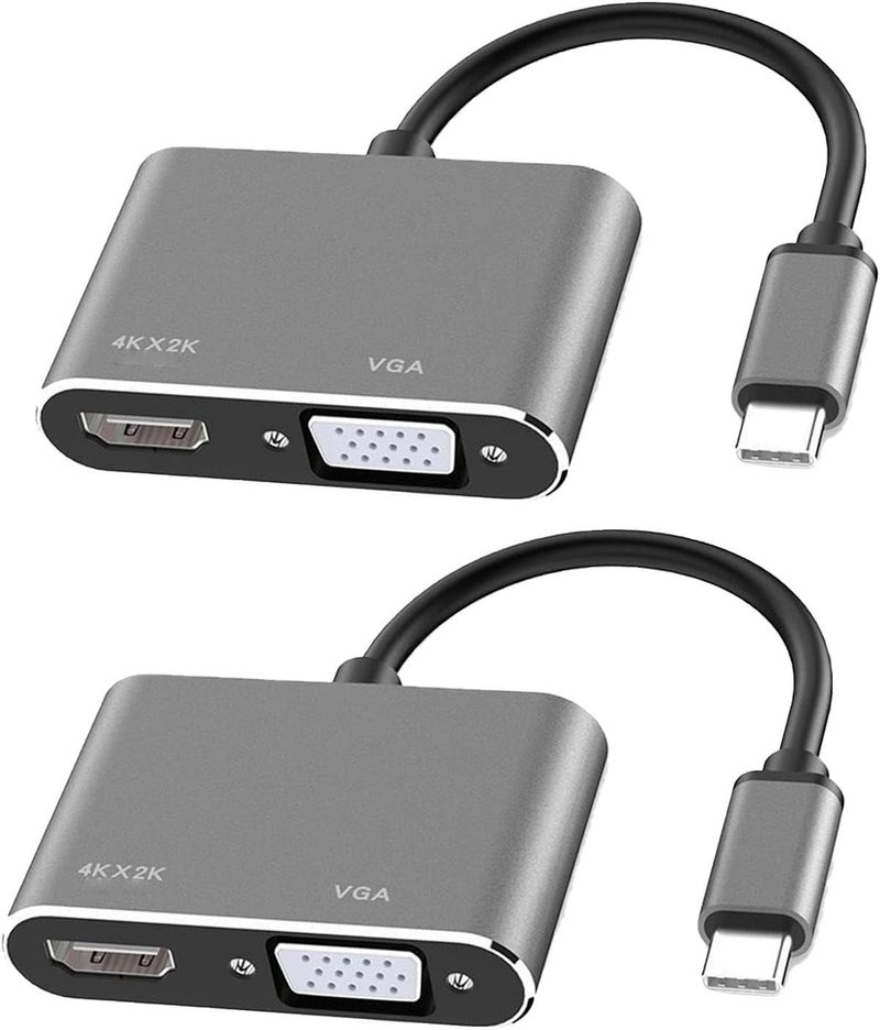 محول Keenso من منفذ Type-C إلى VGA باتصال متزامن 4K 30Hz للاستخدام المكتبي والترفيه المنزلي، مصنوع من سبيكة الألومنيوم والنحاس وPVC (رمادي) - Image 3