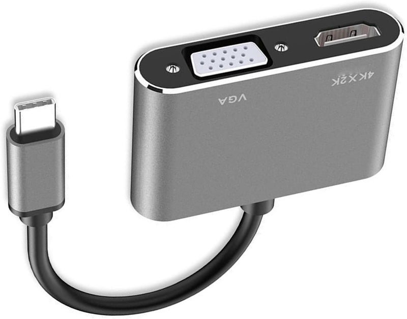 محول Keenso من منفذ Type-C إلى VGA باتصال متزامن 4K 30Hz للاستخدام المكتبي والترفيه المنزلي، مصنوع من سبيكة الألومنيوم والنحاس وPVC (رمادي) - Image 1