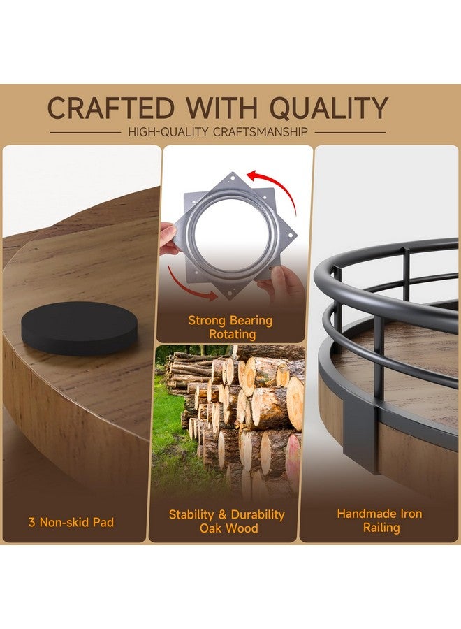 AMH Farmhouse Oak 10" Lazy Susan Turntable Organizer for Cabinet, Round Wooden Lazy Susan Organization and Storage for Dining Table, Pantry, Kitchen, Countertop, Cupboard,Home Decor, Walnut Wood - Image 4