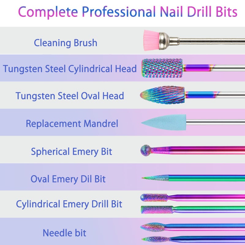 BQAN Nail Drill Bits, 10Pcs 3/32 in Carbide Professional Drill Bit Set for Nail Tech, Remove Acrylic Gel Nails, Manicure with 75Pcs File Sanding Bands (#80#120#180 Grits) - Image 3
