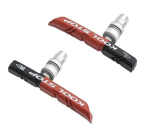 Kool Stop Kool-Stop Dual Compound Mountain Pads for Linear Pull Brakes Threaded,Black/Salmon - Image 2