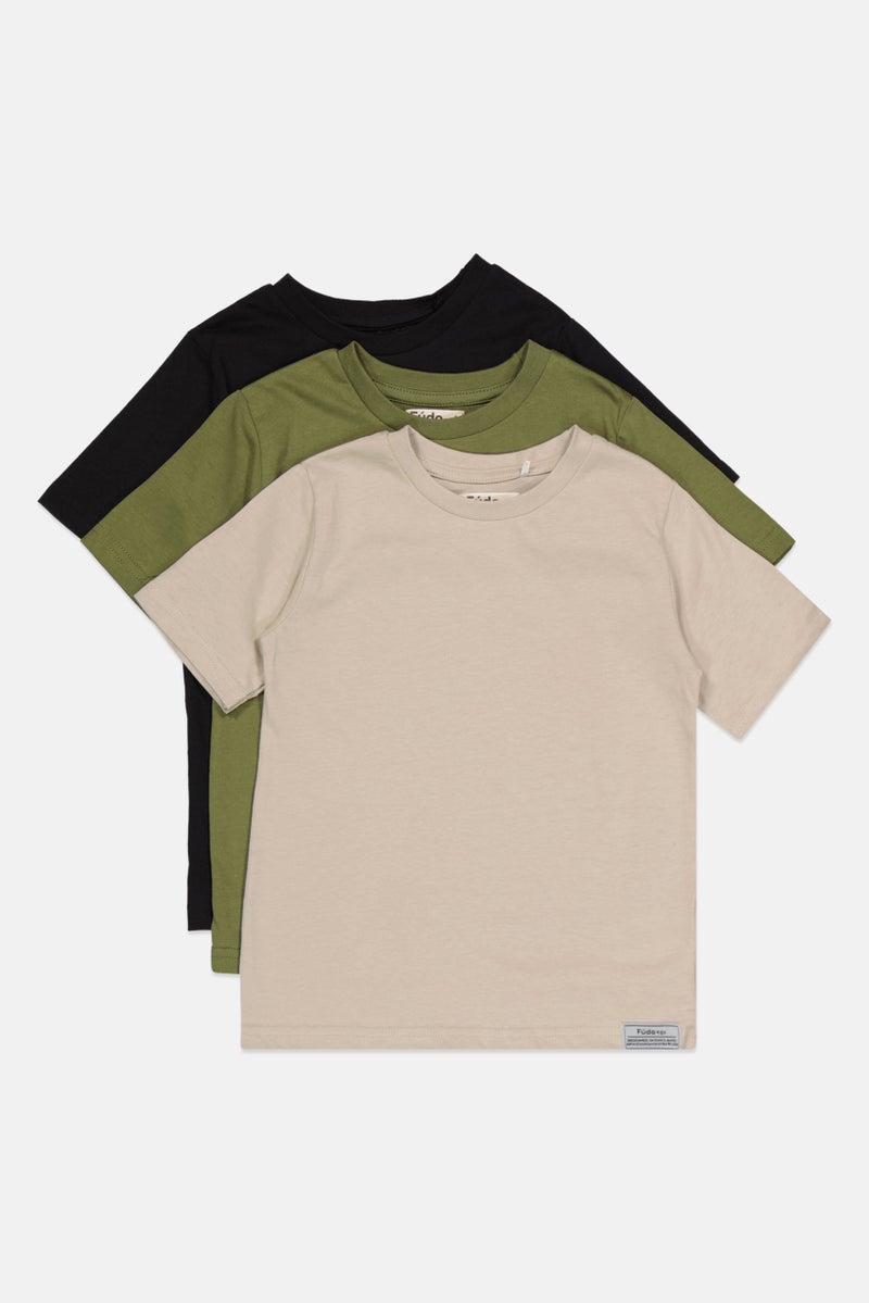 Fudo Kids Boy 3 Pieces Solid T-Shirts, Multicolor - Image 3