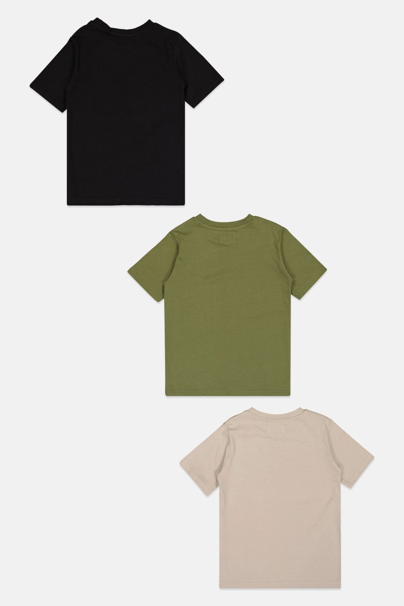 Fudo Kids Boy 3 Pieces Solid T-Shirts, Multicolor - Image 4