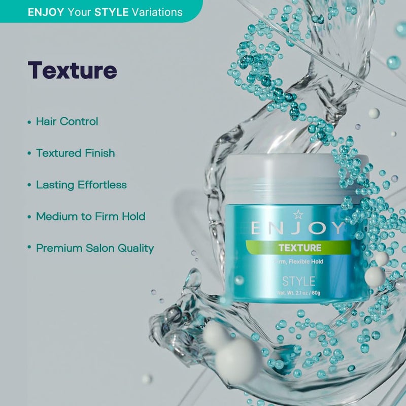 ENJOY Texture, 2 oz. - Firm, Flexible Hold, For All Hair Types, Hair Styling Cream, Hair Styling Gel, Curly Hair Products, Hair Waver, Hair Styling Products - Image 2