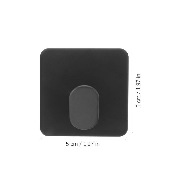 Black Adhesive Square Towel Hooks Set 4pcs Wall Mounted Bathroom Kitchen No Drill - Image 3