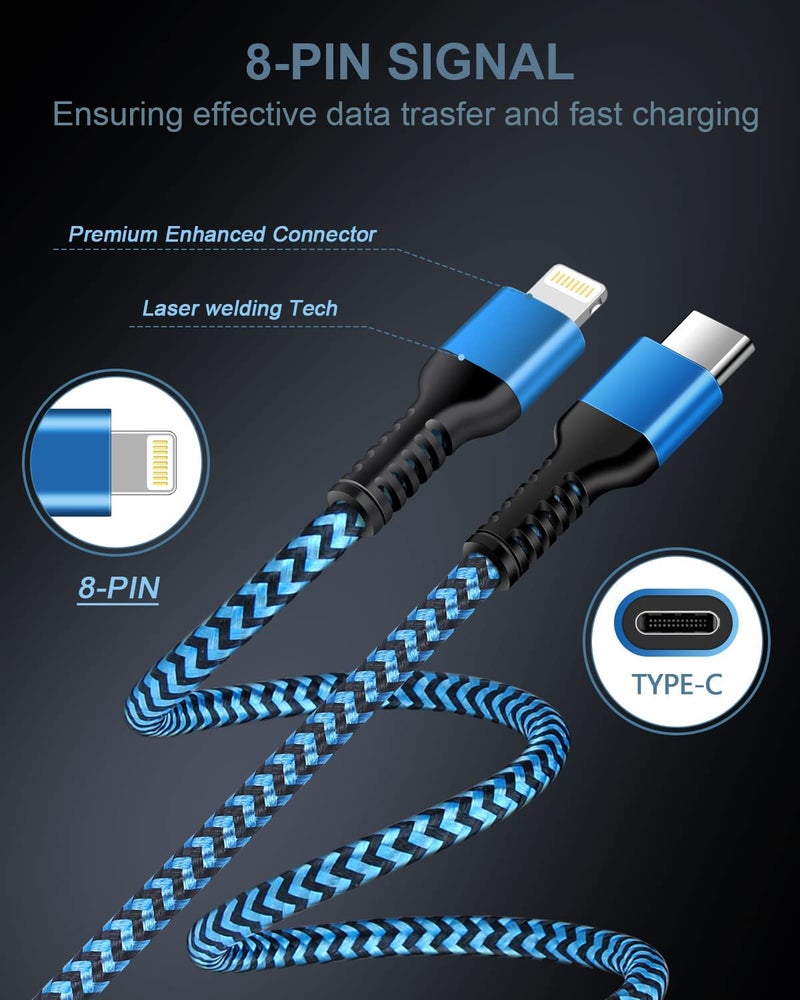 Haoano 2pack-10ft USB Type C to Lightning Charger Cable, Original Apple Usbc Power Delivery Fast Charging Cord for iPhone 14 13 Pro Max/13Pro/12/11/X/XR/XS/8, PD USB-C Lighting Wire Cargador Powerline - Image 3