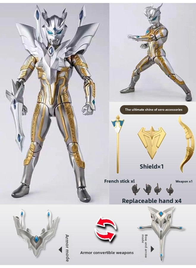 لعبة Shf Ultimate Shining Cello Ott المصنوعة يدويًا، نموذج مجسم متعدد المفاصل سوبر أكشن هدية للأولاد - اللون: 【تغليف صندوق هدايا رائع】 أورورا سيرو 18 سم متعدد المفاصل فائق الحركة - Image 1