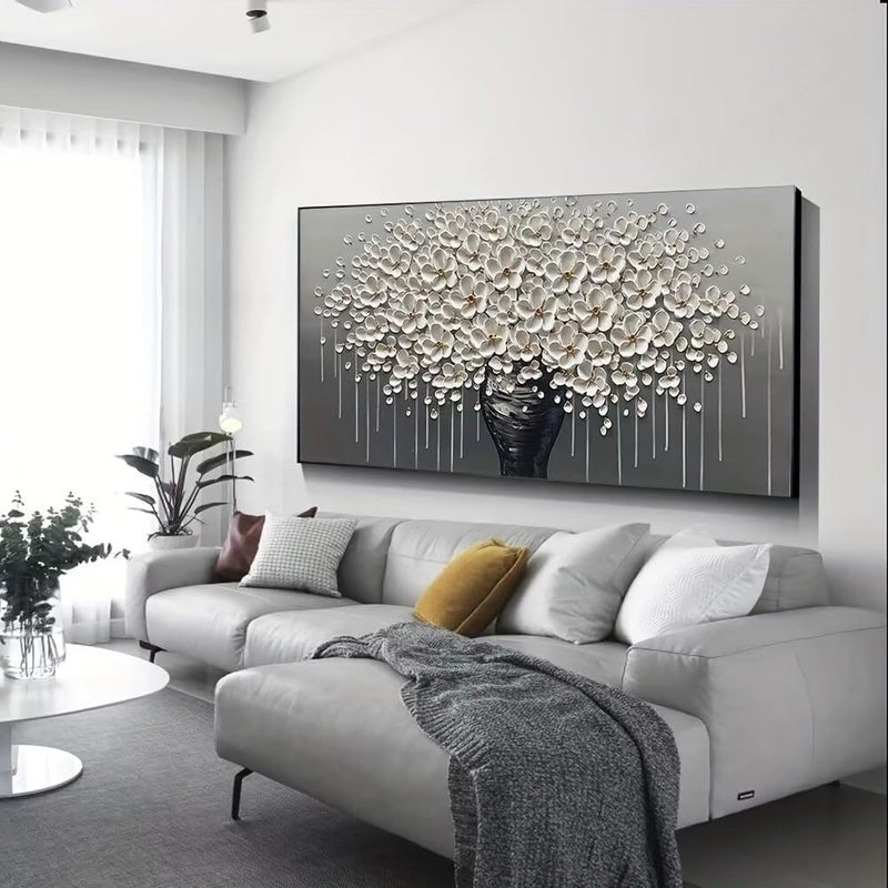 ALAYRA INTERNATIONAL Premium Canvas Digital Print Unframed Wall Art 60x120 cm – Abstract Flower Vintage Rustic Painting, Large Home Decor for Living Room, Bedroom, Office, Hallway - Image 3