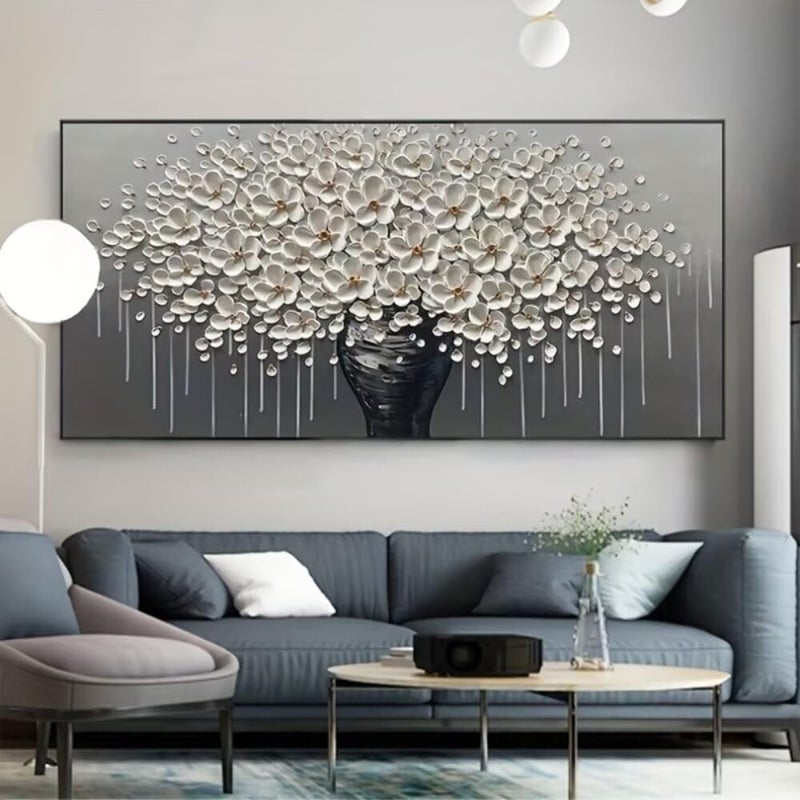 ALAYRA INTERNATIONAL Premium Canvas Digital Print Unframed Wall Art 60x120 cm – Abstract Flower Vintage Rustic Painting, Large Home Decor for Living Room, Bedroom, Office, Hallway - Image 4