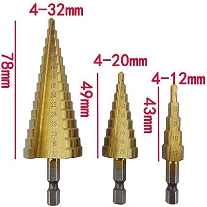 Buyer High Speed 3X Large HSS Steel Burr Drill Bit Set Wood Carving Rasps for Dremel Shank Burs Tools Cutting Tool (A Steel Drill) | Steel Step Cone Drill Titanium Bit Set Hole Cutter 4-12/20/32mm  - Image 2