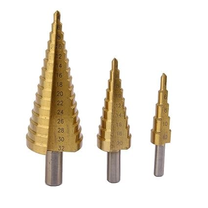 Buyer High Speed 3X Large HSS Steel Burr Drill Bit Set Wood Carving Rasps for Dremel Shank Burs Tools Cutting Tool (A Steel Drill) | Steel Step Cone Drill Titanium Bit Set Hole Cutter 4-12/20/32mm  - Image 1