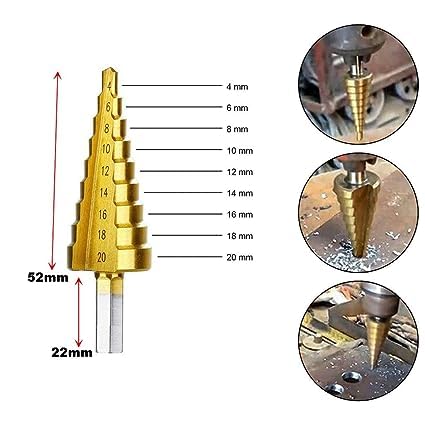 Buyer High Speed 3X Large HSS Steel Burr Drill Bit Set Wood Carving Rasps for Dremel Shank Burs Tools Cutting Tool (A Steel Drill) | Steel Step Cone Drill Titanium Bit Set Hole Cutter 4-12/20/32mm  - Image 4