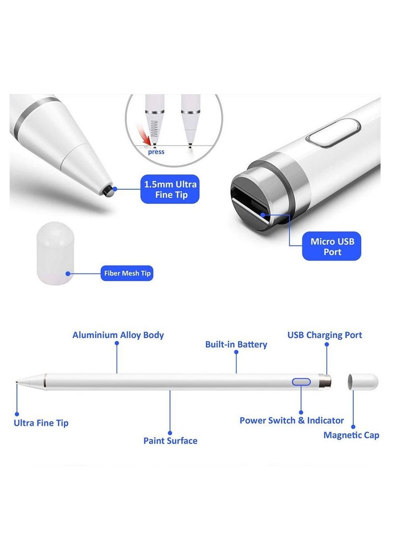 BORTONY - Active Stylus Pen Compatible with iOS Android Touch Screens Stylus Pens for Touch Screens Rechargeable for iPad Pro Air Mini iPhone Cellphone Samsung Tablet Drawing and Writing - Image 1