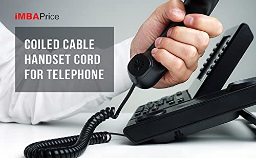 iMBAPrice (Pack of 2) Black Coiled Telephone Phone Handset Cable Cord, Coiled Length 3 to 12 feet Uncoiled (Value Pack) - Image 2