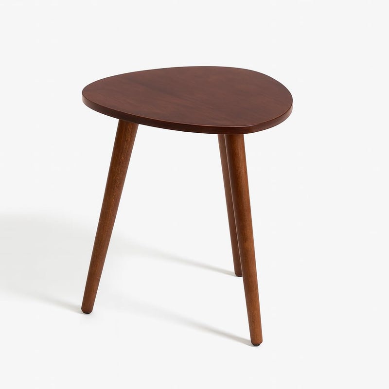 FENDI HOME FendiHome Modern Triangular Side Table –  Wooden Accent Table with Beech Legs | Compact Bedside, Sofa & Plant Stand | MDF Melamine Surface with PVC Finish | 43cm Height (Dark Brown) - Image 5