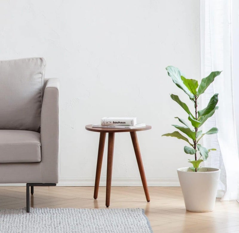 FENDI HOME FendiHome Modern Triangular Side Table –  Wooden Accent Table with Beech Legs | Compact Bedside, Sofa & Plant Stand | MDF Melamine Surface with PVC Finish | 43cm Height (Dark Brown) - Image 4