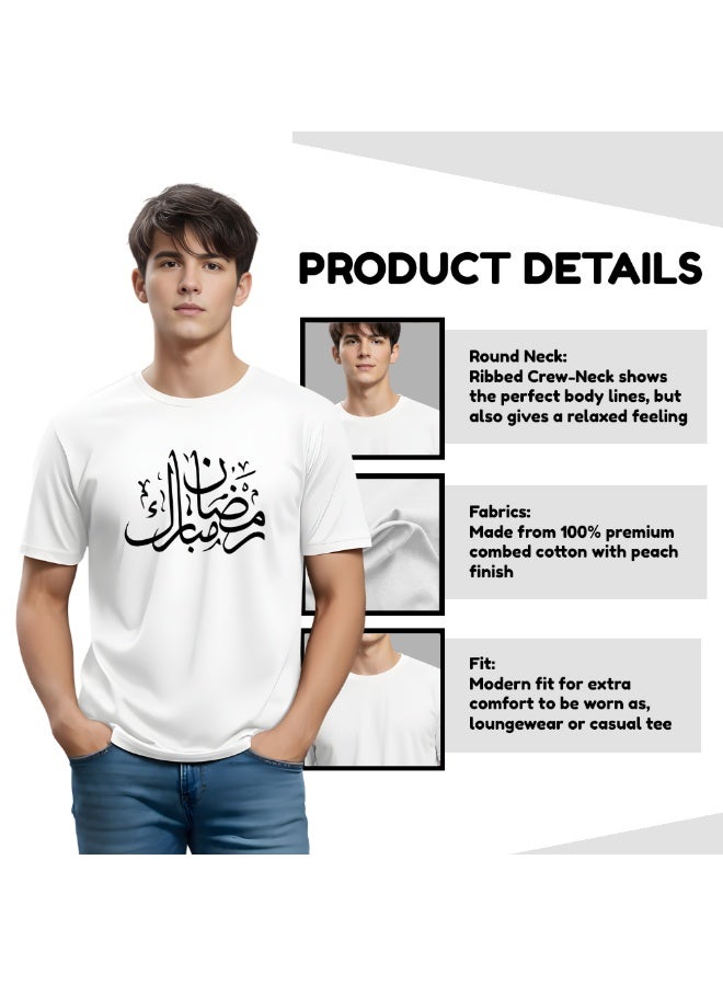 برينت شوب فور مي تصميم تي شيرت رجالي قطن بياقة دائرية مطبوع عليه رمضان 3 - Image 4