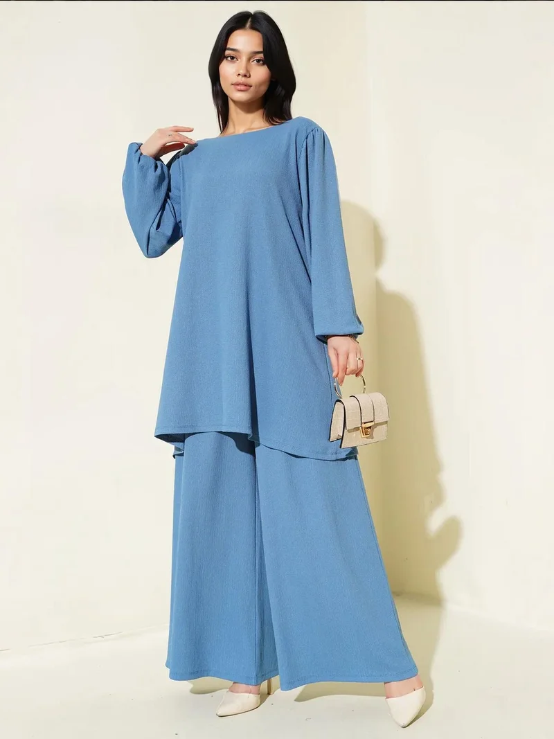 BDART Textured Long Sleeve Tunic and Wide Leg Pants Set