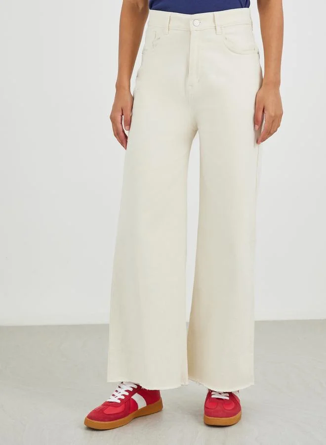 Styli Styli Mid Rise Solid Stretchable Straight Fit Jeans