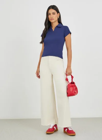 Styli Styli Mid Rise Solid Stretchable Straight Fit Jeans