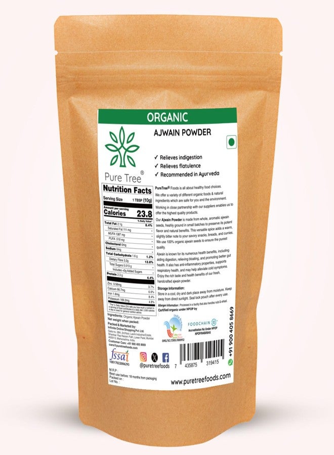 Pure Tree Certified Organic Ajwain Powder | Carom Seed Powder | Ajavain | Omam Powder Gluten-Free | Vamu Seeds | Ajowan | Ayamodakam Seeds Rich In Antioxidants, 200 gram - Image 2