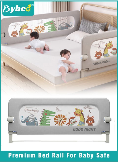 Bed Rails Guard, Collapsible Baby Side Bed Rail, Kids' Safety Bed Fence, Upgraded Barrier, Foldable Safeguard for Queen King Twin Bed, with Adjustable Height, 150cm