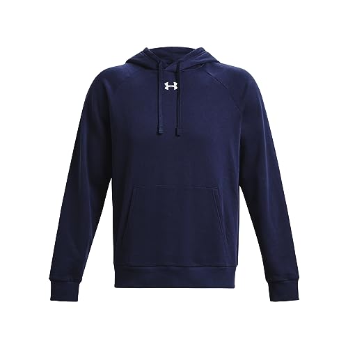 Under Armour Men's Rival Fleece Hoodie, (410) Midnight Navy / / White, Large - Image 4