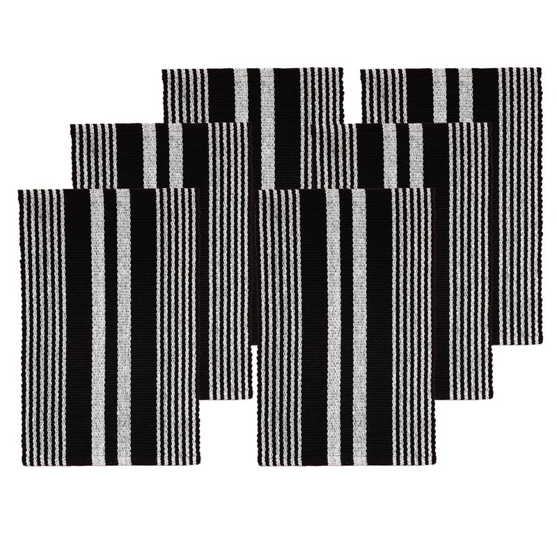 HOME FIESTA The First Home Decor 6 Piece Modern Style Cotton Dining Table Placemats Black and White 