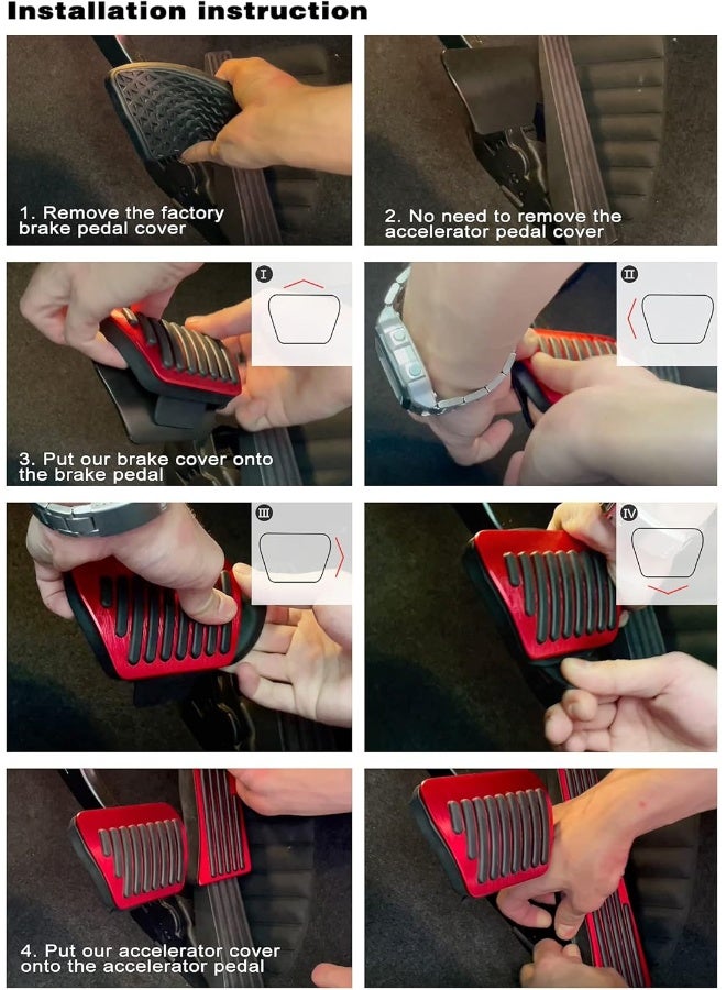 CKE Aluminium Alloy Car Auto Foot Pedal Covers Brake and Gas Pedal Pads -Red - Image 4