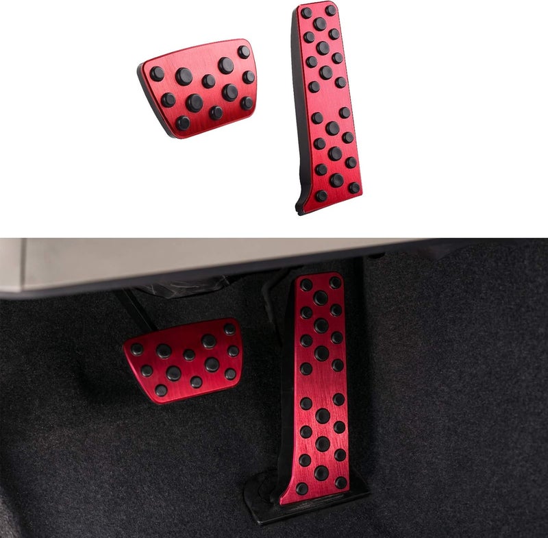 CKE Aluminium Alloy Car Auto Foot Pedal Covers Brake and Gas Pedal Pads -Red - Image 1