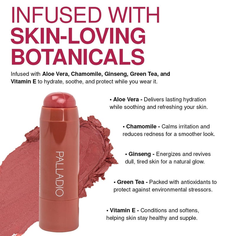 Palladio I'm Blushing 2-in-1 Cheek and Lip Tint, Buildable Lightweight Cream Blush, Sheer Multi Stick Hydrating formula, All day wear, Easy Application, Shimmery, Blends Perfectly onto Skin, Darling - Image 3