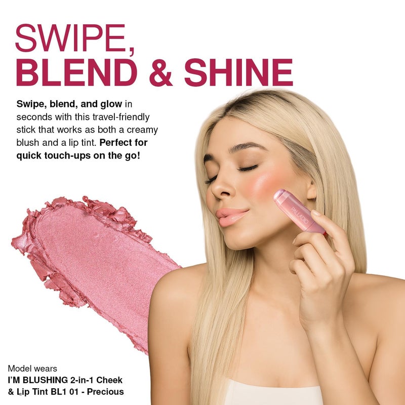Palladio I'm Blushing 2-in-1 Cheek and Lip Tint, Buildable Lightweight Cream Blush, Sheer Multi Stick Hydrating formula, All day wear, Easy Application, Shimmery, Blends Perfectly onto Skin, Darling - Image 4