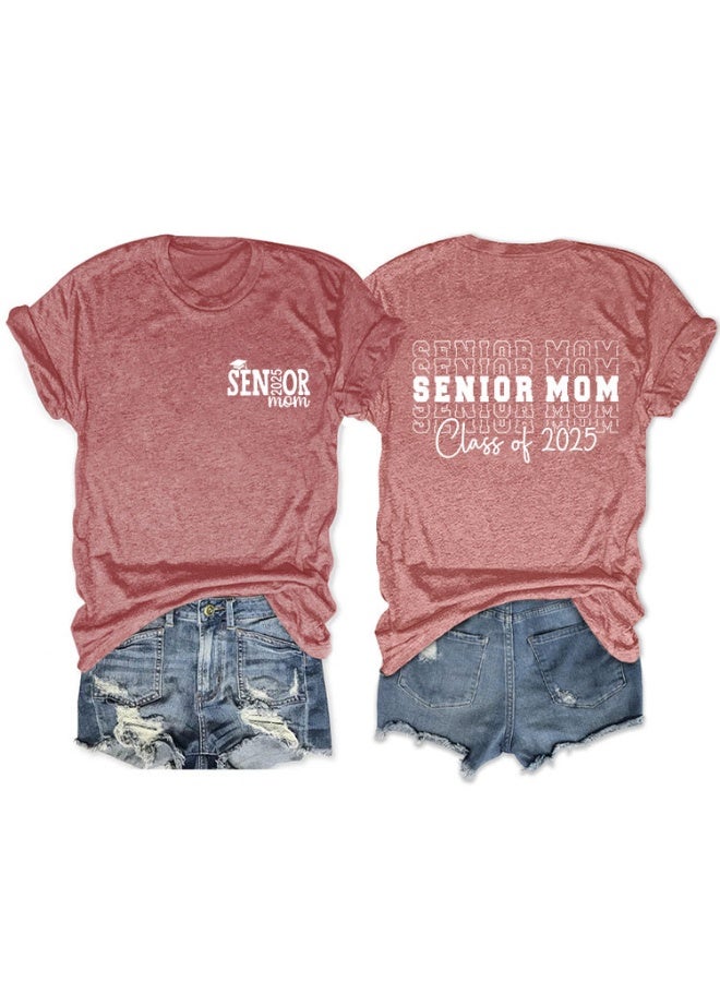 Fashion‘Senior Mom’ Printed T-Shirt Graduation Gifts Causal Teacher Tee Tops - Image 1