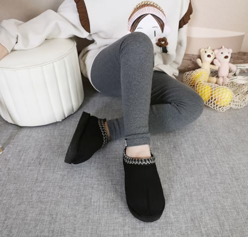 SMajong Kids Slippers Plush Warm Girls Fuzzy House Slippers Boys Platform Slipper Slipon Shoes Winter Indoor Outdoor Black 95 ToddlerSole Size 28 - Image 3