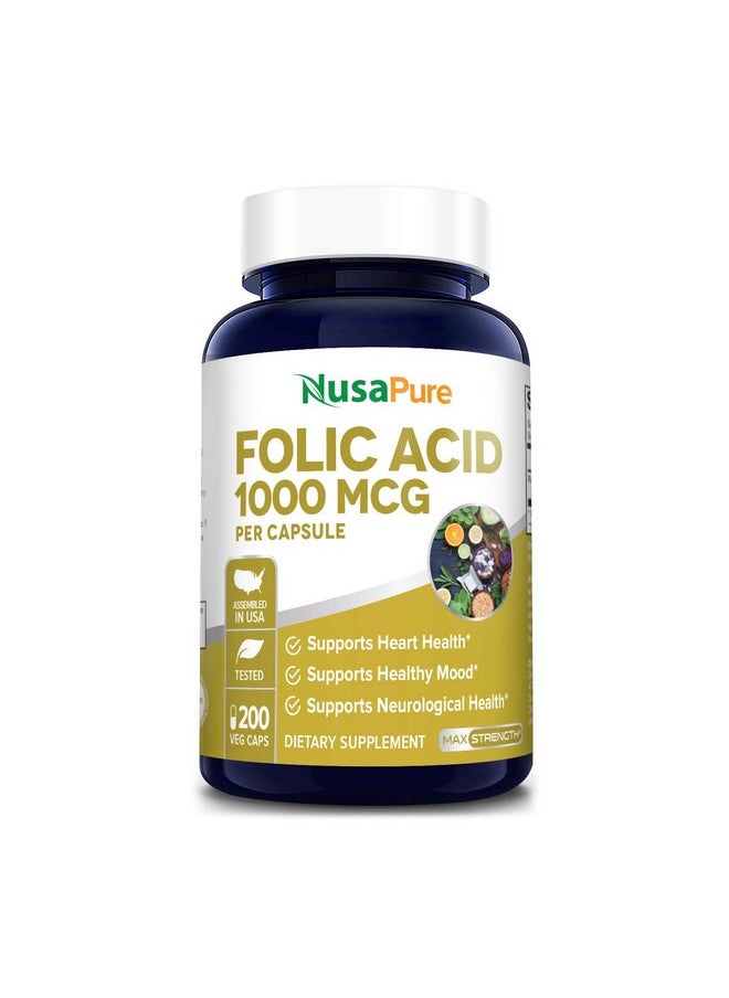 NusaPure Folic Acid 1000mcg 200 Veggie Caps (Non-GMO, Vegetarian, Gluten Free) - pzsku/Z60C2BCD97A6B89986BA3Z/45/_/1740203264/072049e7-d941-41fb-bebe-deb97874e583