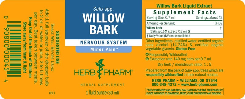 Herb Pharm Willow Bark Liquid Extract for Minor Pain - 1 Ounce (DWILL01) - Image 5
